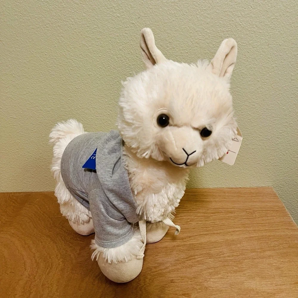 NWT Build A Bear Workshop Wooly Alpaca Plush Toy Cream & NWT Gray Hoodie